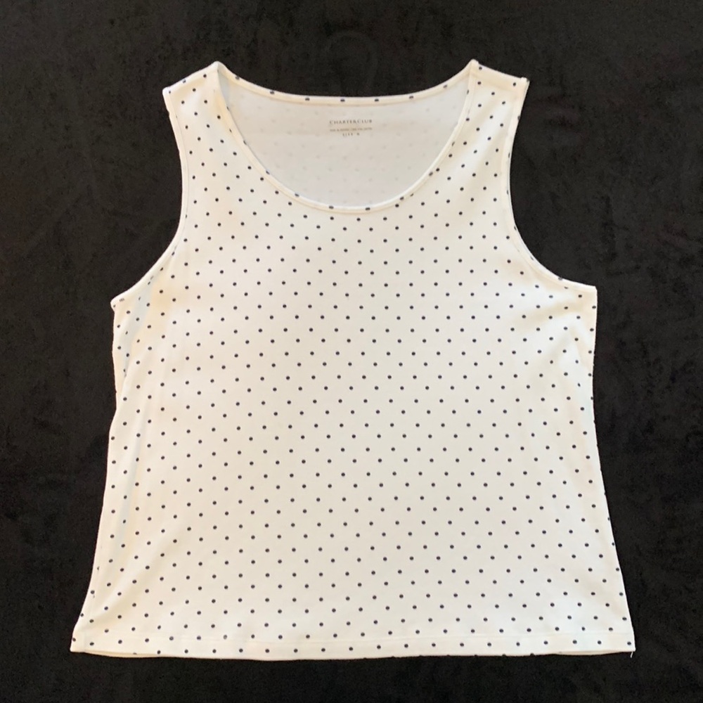 CHARTER CLUB black polka dotted sleeveless tank top!!